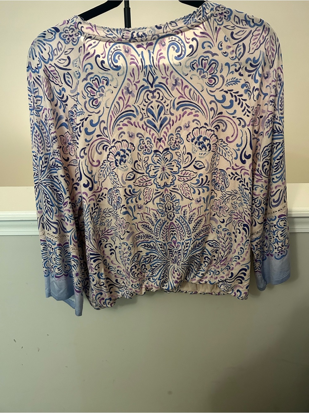 Democracy Lavender and Light Blue Floral-Print Long Sleeve Top - Picture 10 of 12